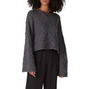 JW Anderson - Cropped Merino Wool-blend Knit Sweater In Gray